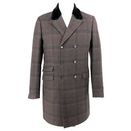 The Kooples Abrigo Kooples de lana príncipe de Gales marrón Castaño