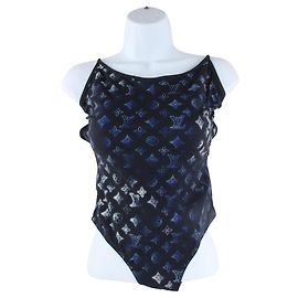Louis Vuitton Size 36 Einteiliger Badeanzug mit Mahina-Monogramm in Marineblau Andere