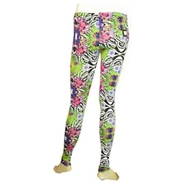 Philipp Plein-Philipp Plein Leggings florales multicolores Pantalones de viscosa elástica pantalones XS-Multicolor