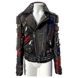 Veste Biker Philipp Plein en Cuir Noir Noir