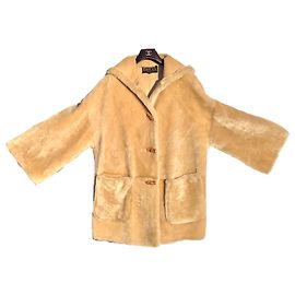 Gucci Lamb Fur Duffle Coat Beige Beige