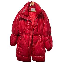 Autre Marque Chaqueta acolchada larga de vinilo roja oversize Roja