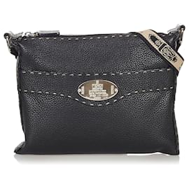 Fendi-Fendi Sac à bandoulière en cuir Selleria noir-Noir