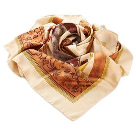 Loewe Braun bedruckter Seidenschal Braun Mehrfarben  Beige