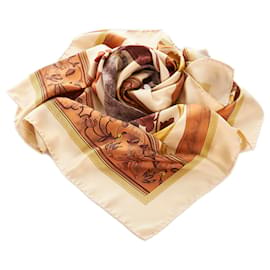 Sciarpa in seta stampata marrone Loewe Marrone Multicolore Beige