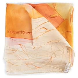 Louis Vuitton-Brown x Orange x Cream Sheer Leaf Airplane Scarf-Other