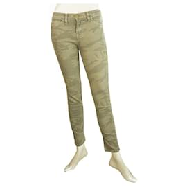 Current Elliott-Current Elliott Khaki Camo Army print 1280 “The Stiletto” Trousers Pants 25-Green,Khaki