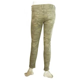 Current Elliott-Current Elliott Khaki Camo Army print 1280 “The Stiletto” Trousers Pants 25-Green,Khaki