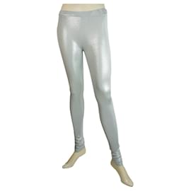 Autre Marque-Pantalon Delphine Murat Bleu Ciel Glittery Shiny Leggings pantalon-Bleu clair