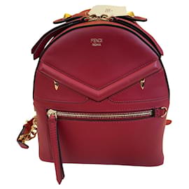 Fendi Leather Backpack Red Gold Hardware Red