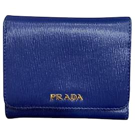 Prada Peada Saffiano leather wallet blue Blue