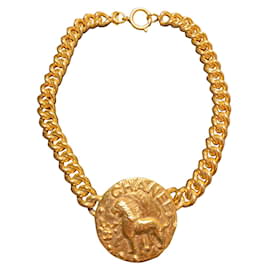 Chanel-Collar con medallón de león vintage de Chanel-Dorado