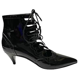 Saint Laurent-Saint Laurent Lace-Up Boots in Black Patent Leather-Black