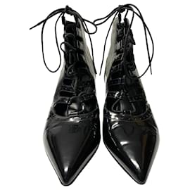 Saint Laurent-Saint Laurent Lace-Up Boots in Black Patent Leather-Black