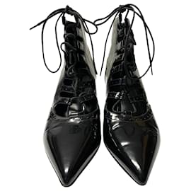 Saint Laurent-Saint Laurent Schnürstiefel aus schwarzem Lackleder-Schwarz