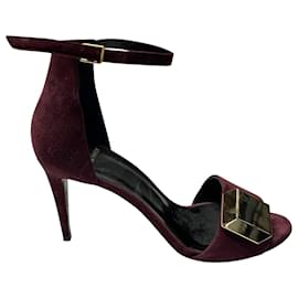 Pierre Hardy-Pierre Hardy 3D Cube Ankle Strap Heels aus burgunderrotem Wildleder-Bordeaux