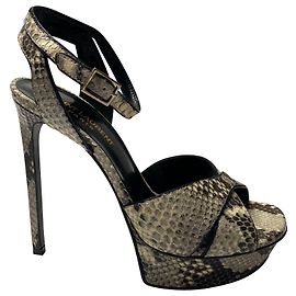 Yves Saint Laurent Saint Laurent Snakeskin Effect Tribute Platform Sandals in Multicolor Leather Multiple colors
