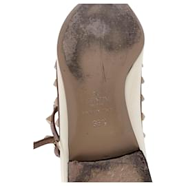 Valentino Garavani-Sapatilhas de balé com ponta de rocha Valentino Garavani em patente branca-Branco