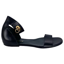 Mulberry Flat Ankle Sandals in Black Leather Black