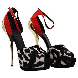 Giuseppe Zanotti Ponyhair Gold Jake Open Platforms in Multicolor calf leather Leather Other