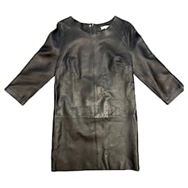 Sandro Lederkleid Schwarz Schwarz