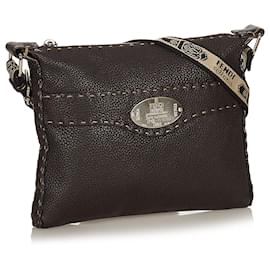 Fendi-Fendi Sac à bandoulière en cuir Selleria noir-Noir