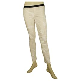 Helmut Lang-Helmut Lang Cream White Motif marbré Jeggins Pantalon jeans skinny Pantalon 25-Crème