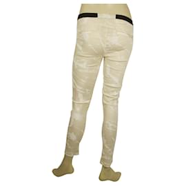 Helmut Lang-Helmut Lang Crema Blanco Patrón de mármol Jeggins Skinny jeans pantalones pantalones 25-Crema