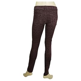 Current Elliott-Current Elliott Purple Leopard Animal print Baby Cord Corduroy Trousers Pants 24-Dark purple