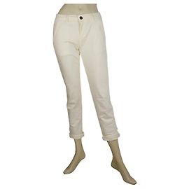 Reiko Cream Vanilla Blassgelbe Hose Elastische Röhrenhose Größe 2 Creme