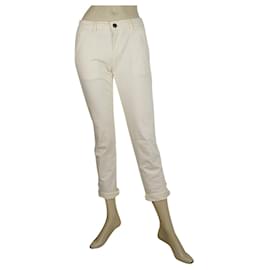 Reiko-Reiko Cream Vanilla Pale Yellow Pants Elasticated Skinny Trousers size 2-Cream