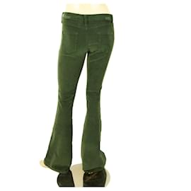 American Retro-Calças calças de veludo cotelê americano retro escuro verde escuro com perna sz 25-Verde