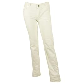 Kiton-Pantalón blanco Kiton Classic Cigarette pantalones de algodón Baumwalle - sz 40-Blanco