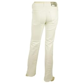 Kiton-Kiton White Pants Classic Cigarette Baumwalle Cotton Trousers – sz 40-White