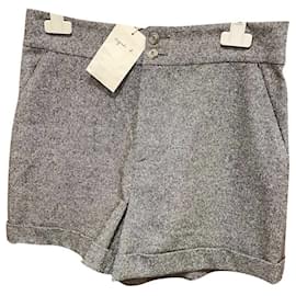 Shorts Agnès b. de lã e seda cinza Cinza