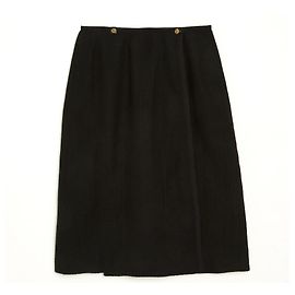 CHANEL SKIRT CREATIONS WOOL BLACK WALLET FR38 Black