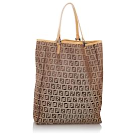 Fendi-Fendi Brown Zucchino Nylon Tote Bag-Brown