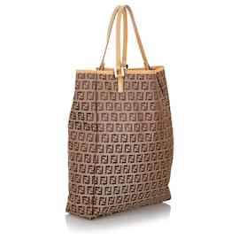 Fendi-Fendi Brown Zucchino Nylon Tote Bag-Brown