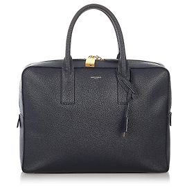Porte-documents Museum en cuir de veau noir Saint Laurent Noir