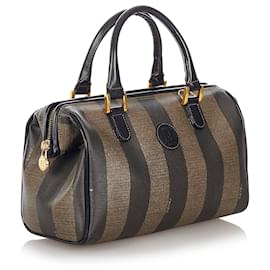 Fendi-Sac Boston Fendi Pequin Boston-Marron,Noir,Marron foncé