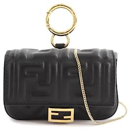 Fendi-[Used] FENDI Nano Baguette Bag Charm Nappa Leather Black 7AR844 Nano Baguette Charm-Black