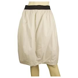 Marni-Marni Bubble Hem Beige Cotton Knee Length Summer Skirt w. Black Trim size 40-Beige