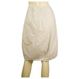 Marni-Falda de verano hasta la rodilla de algodón beige con dobladillo burbuja Marni w. Tamaño de borde negro 40-Beige