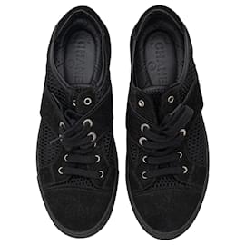 Chanel-2015 Interlocking CC Logo Sneakers-Black