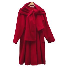 Autre Marque Roter Wollmantel mit großem Kragen Rot