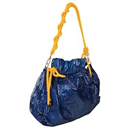 Dries Van Noten-Blue Plastic Handbag with Cord Strap-Blue