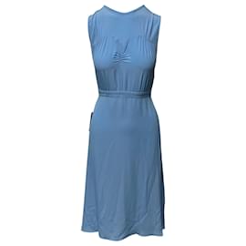 Autre Marque-N°21 Midi Dress with Large Back Ribbon in Blue Acetate-Blue