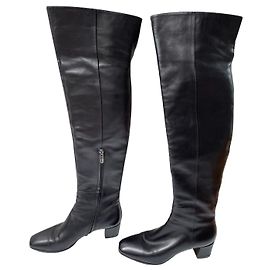 Gianvito Rossi Black leather thigh boots Black