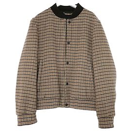 Joseph Tay Dogtooth Coat Bomber Jacket Brown