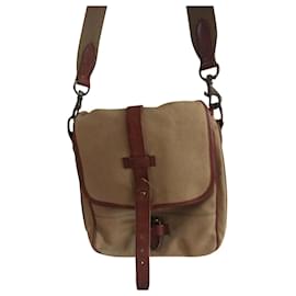 Ralph Lauren-Schultertasche aus Canvas / Leder-Braun,Khaki